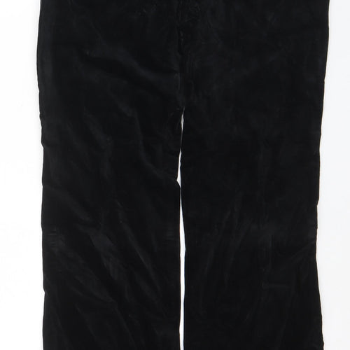 NEXT Womens Black Cotton Trousers Size 12 L29 in Regular Zip