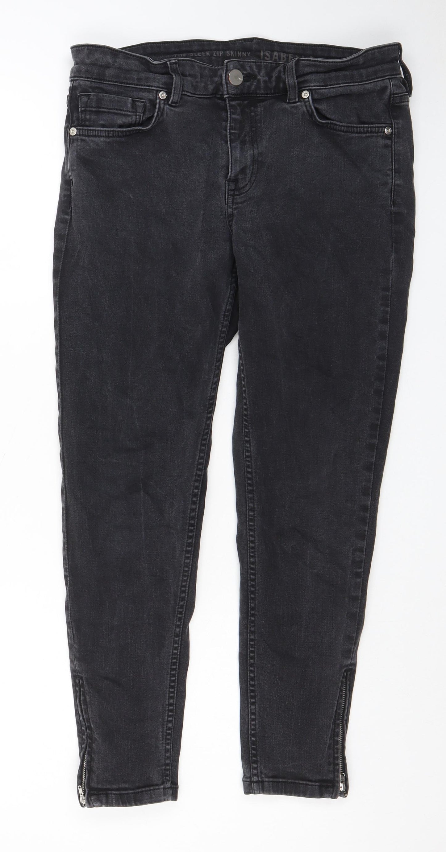 Oasis Womens Black Cotton Skinny Jeans Size 14 L25 in Regular Zip