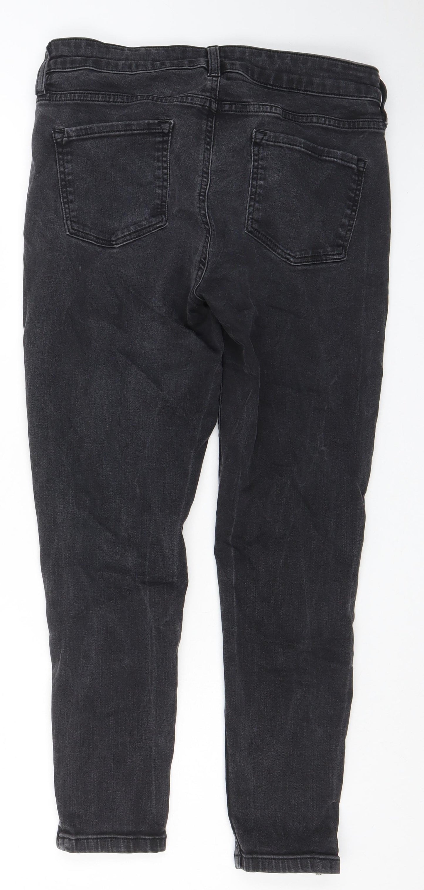 Oasis Womens Black Cotton Skinny Jeans Size 14 L25 in Regular Zip