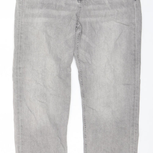Marks and Spencer Womens Grey Cotton Straight Jeans Size 16 L27 in Regular Zip