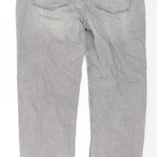 Marks and Spencer Womens Grey Cotton Straight Jeans Size 16 L27 in Regular Zip
