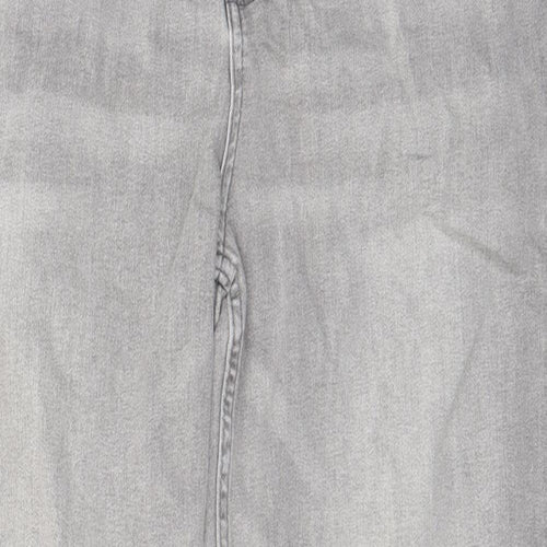 Marks and Spencer Womens Grey Cotton Straight Jeans Size 16 L27 in Regular Zip