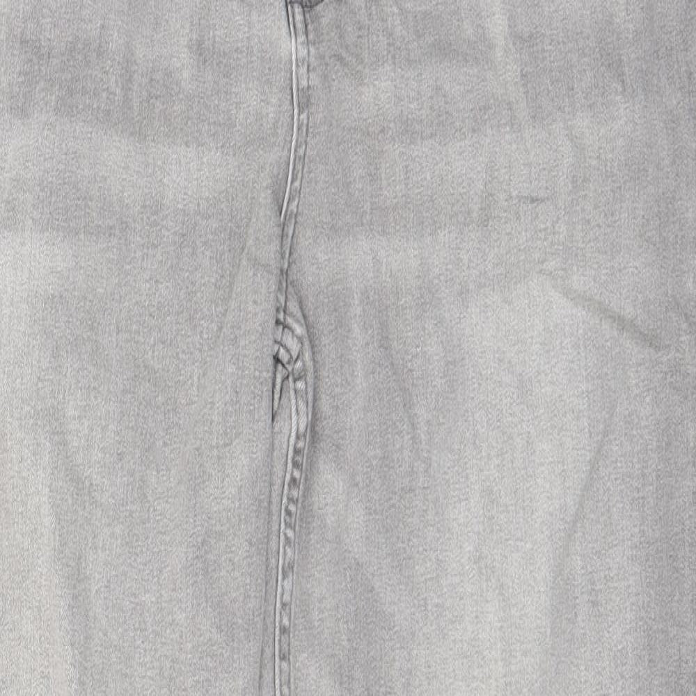 Marks and Spencer Womens Grey Cotton Straight Jeans Size 16 L27 in Regular Zip