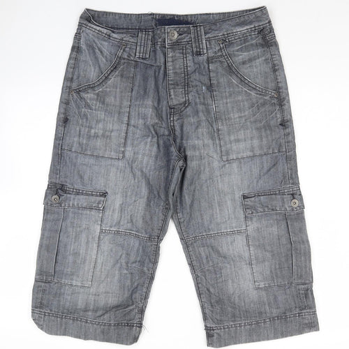 Topman Mens Grey Cotton Cargo Shorts Size 34 in L16 in Regular Zip