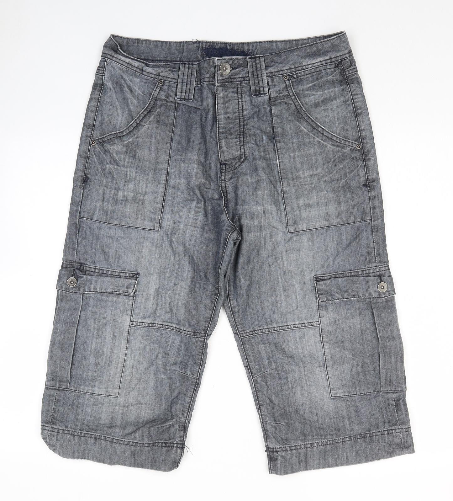 Topman Mens Grey Cotton Cargo Shorts Size 34 in L16 in Regular Zip