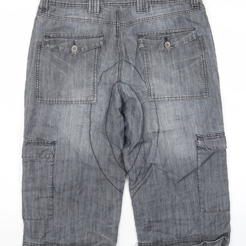 Topman Mens Grey Cotton Cargo Shorts Size 34 in L16 in Regular Zip