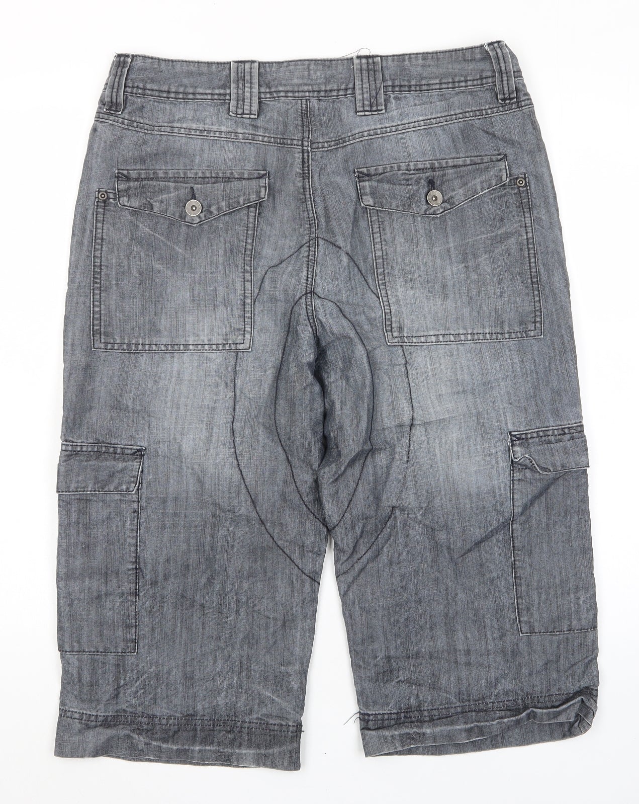 Topman Mens Grey Cotton Cargo Shorts Size 34 in L16 in Regular Zip