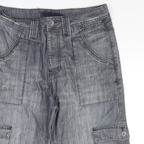 Topman Mens Grey Cotton Cargo Shorts Size 34 in L16 in Regular Zip