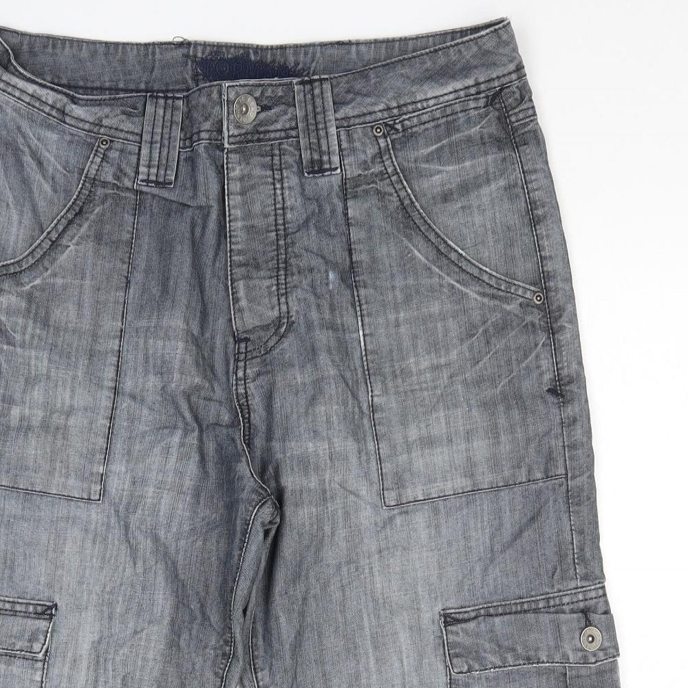 Topman Mens Grey Cotton Cargo Shorts Size 34 in L16 in Regular Zip