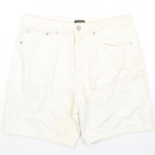 Boohoo Mens Ivory Cotton Bermuda Shorts Size 32 in L8 in Regular Zip