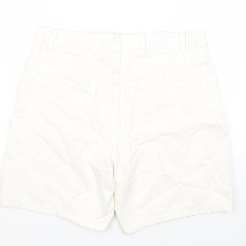 Boohoo Mens Ivory Cotton Bermuda Shorts Size 32 in L8 in Regular Zip