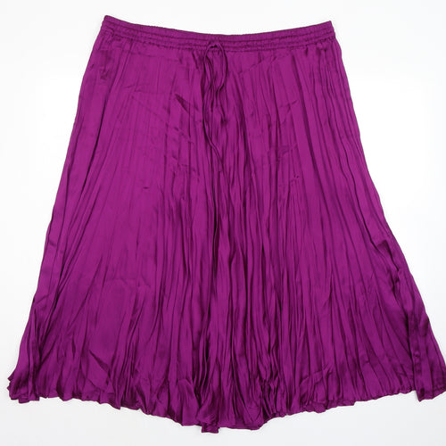 Marks and Spencer Womens Purple Polyester Pleated Skirt Size 22