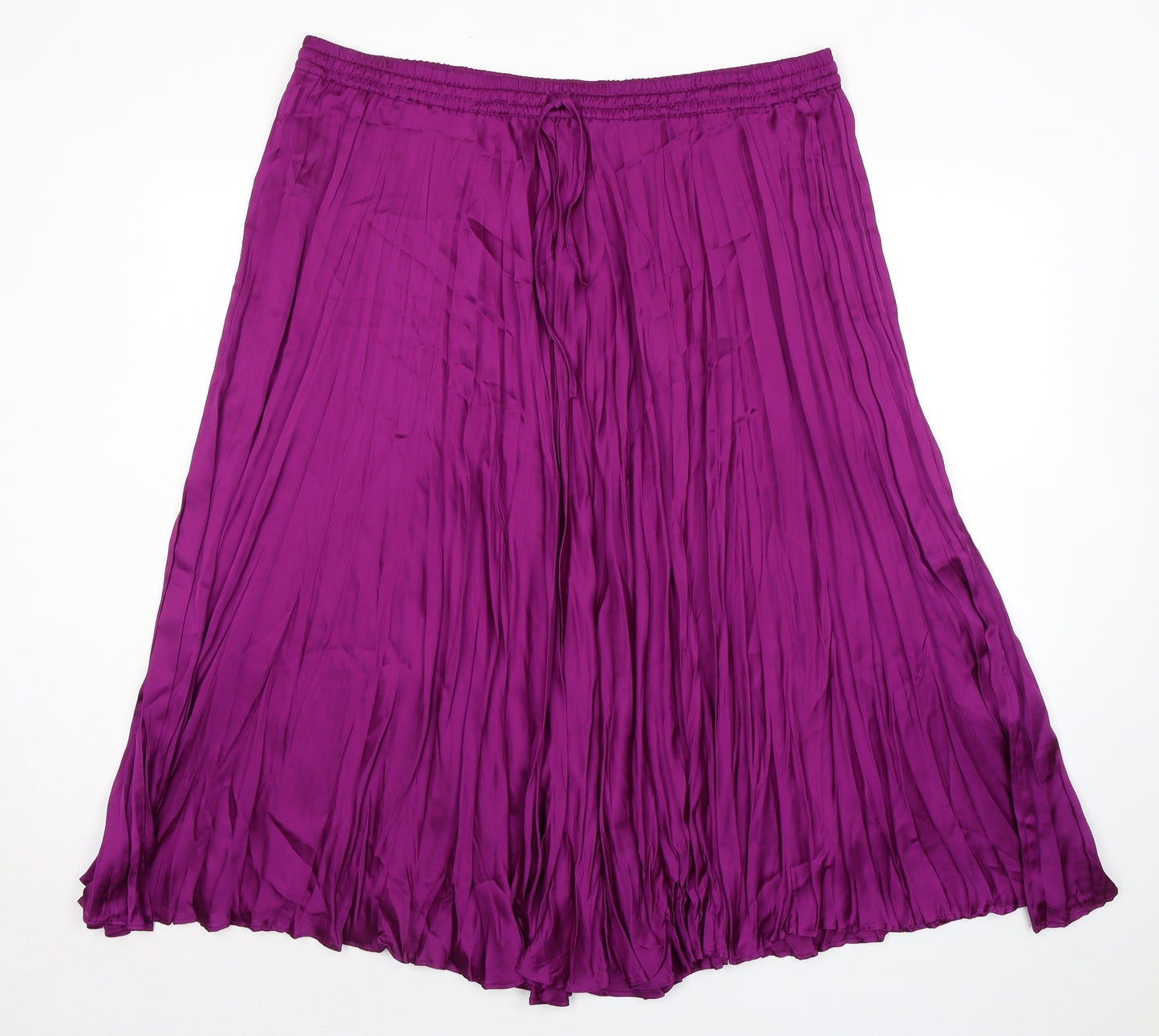 Marks and Spencer Womens Purple Polyester Pleated Skirt Size 22