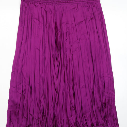 Marks and Spencer Womens Purple Polyester Pleated Skirt Size 22