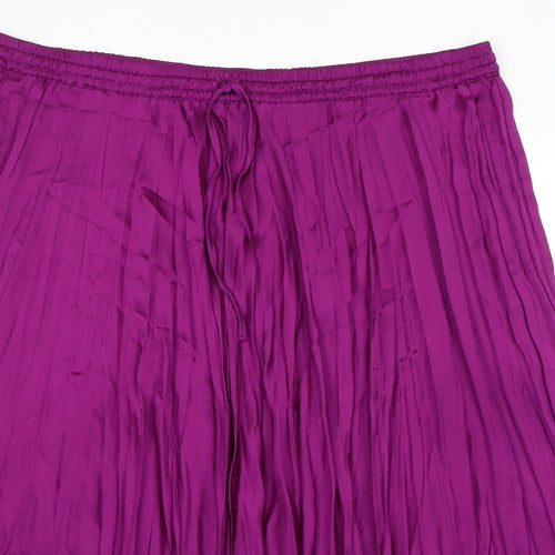 Marks and Spencer Womens Purple Polyester Pleated Skirt Size 22