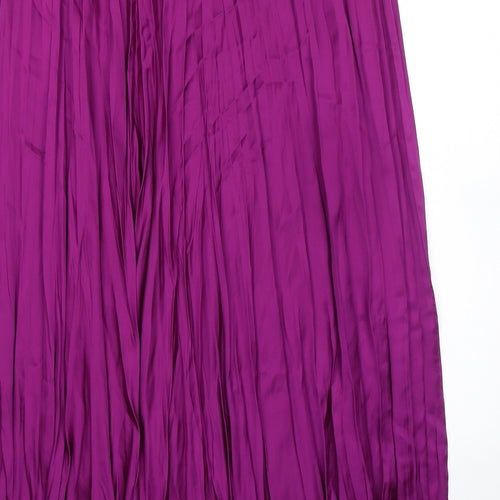 Marks and Spencer Womens Purple Polyester Pleated Skirt Size 22