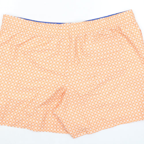 Marks and Spencer Mens Orange Geometric Polyester Bermuda Shorts Size 2XL Regular Drawstring - Inside Leg 5.5