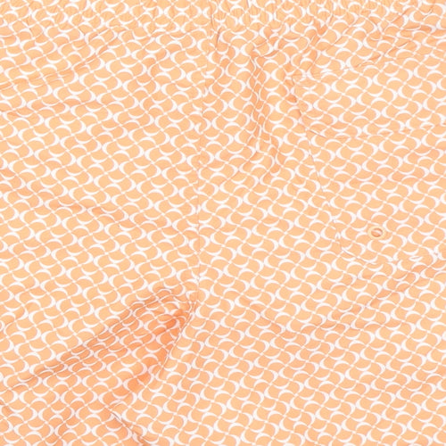 Marks and Spencer Mens Orange Geometric Polyester Bermuda Shorts Size 2XL Regular Drawstring - Inside Leg 5.5