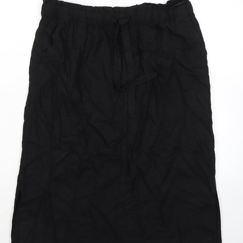 Marks and Spencer Womens Black Linen A-Line Skirt Size 16 - Elasticated Waist