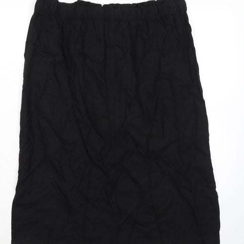 Marks and Spencer Womens Black Linen A-Line Skirt Size 16 - Elasticated Waist