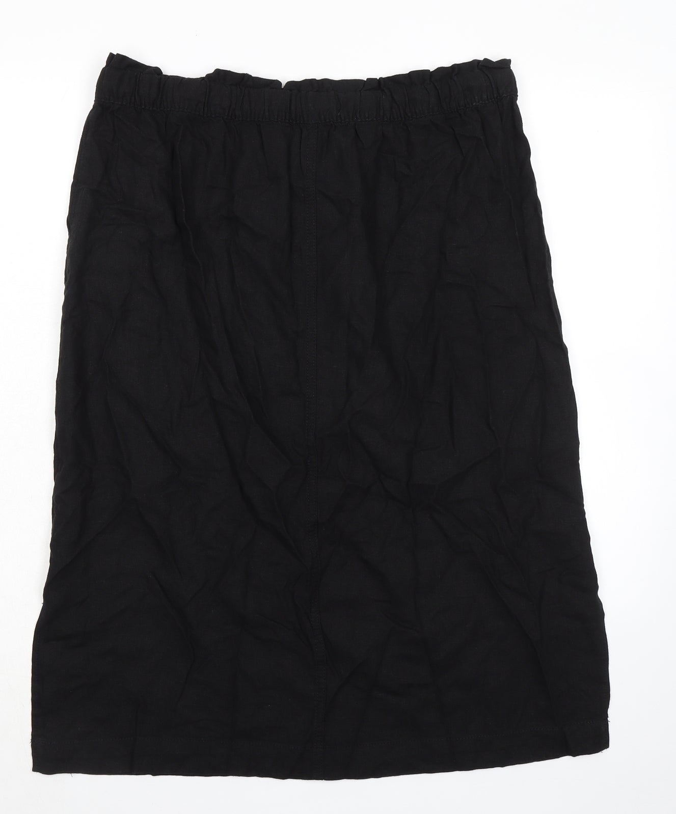 Marks and Spencer Womens Black Linen A-Line Skirt Size 16 - Elasticated Waist