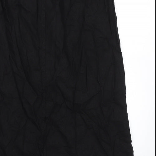 Marks and Spencer Womens Black Linen A-Line Skirt Size 16 - Elasticated Waist