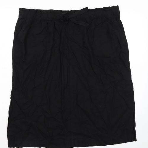 Marks and Spencer Womens Black Linen A-Line Skirt Size 24 - Elasticated Waist