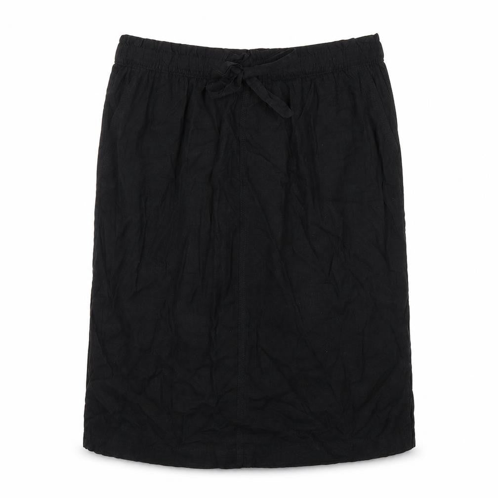 Marks and Spencer Womens Black Linen A-Line Skirt Size 24 - Elasticated Waist