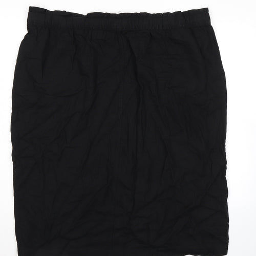 Marks and Spencer Womens Black Linen A-Line Skirt Size 24 - Elasticated Waist
