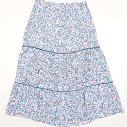 Marks and Spencer Womens Blue Floral Viscose Peasant Skirt Size 12 Zip