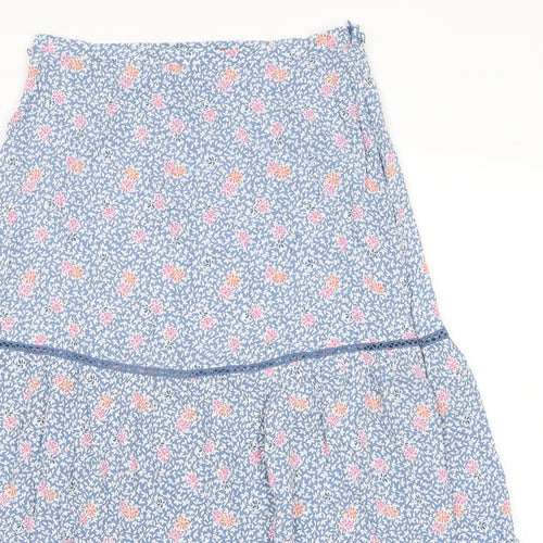 Marks and Spencer Womens Blue Floral Viscose Peasant Skirt Size 12 Zip