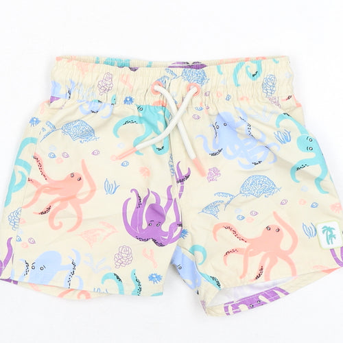 Marks and Spencer Baby Multicoloured 100% Polyester Cropped Trousers Size 6-9 Months Drawstring - Octopus, Swim Shorts