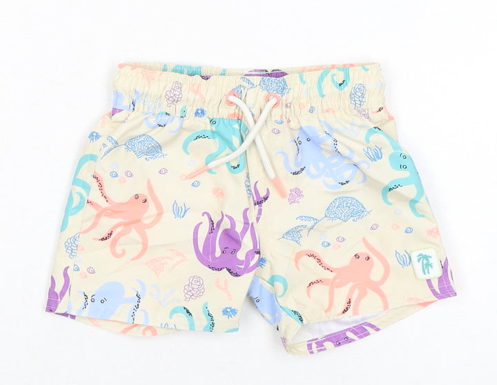 Marks and Spencer Baby Multicoloured 100% Polyester Cropped Trousers Size 6-9 Months Drawstring - Octopus, Swim Shorts
