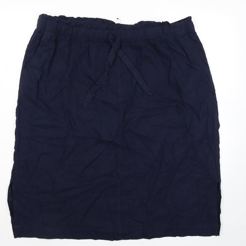 Marks and Spencer Womens Blue Linen A-Line Skirt Size 24 - Elasticated Waist