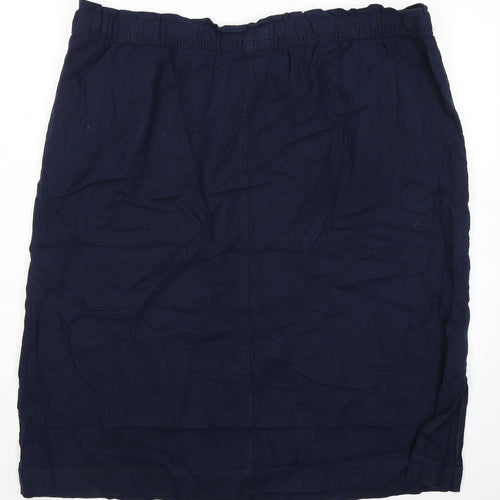 Marks and Spencer Womens Blue Linen A-Line Skirt Size 24 - Elasticated Waist
