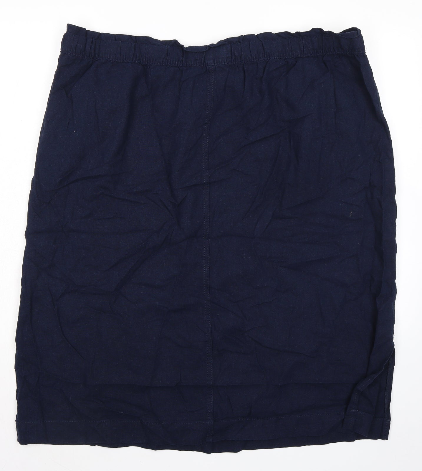 Marks and Spencer Womens Blue Linen A-Line Skirt Size 24 - Elasticated Waist