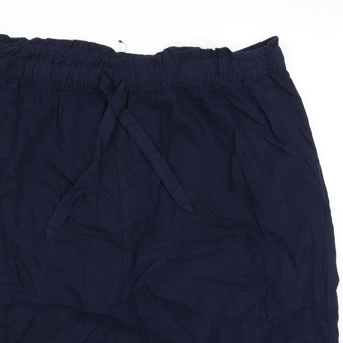 Marks and Spencer Womens Blue Linen A-Line Skirt Size 24 - Elasticated Waist