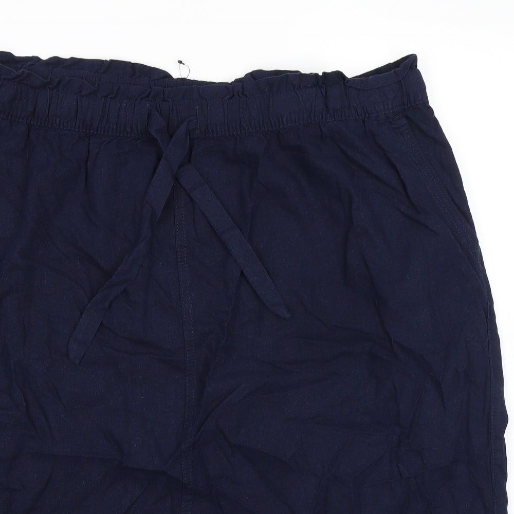 Marks and Spencer Womens Blue Linen A-Line Skirt Size 24 - Elasticated Waist