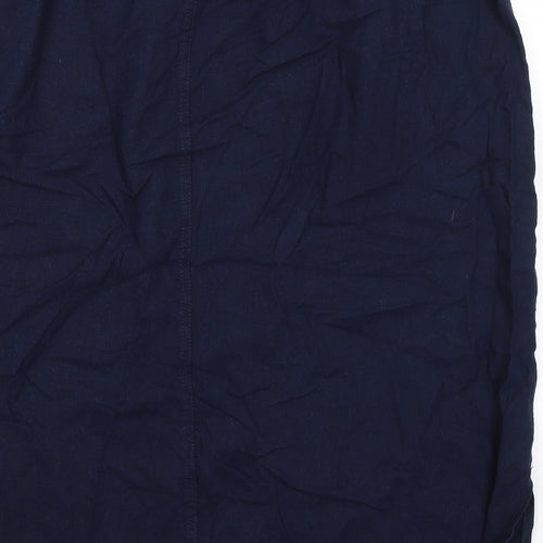 Marks and Spencer Womens Blue Linen A-Line Skirt Size 24 - Elasticated Waist