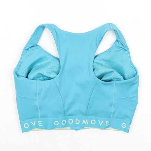 GOODMOVE Womens Blue Polyester Cropped Tank Size M Boat Neck Hook & Eye - Sports Bra, Size 36GG