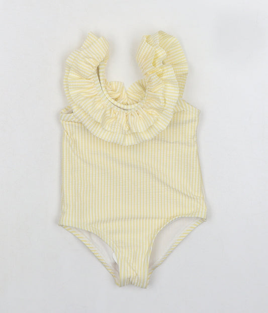 Marks and Spencer Girls Yellow Striped Polyester Babygrow One-Piece Size 9-12 Months - Swim Suit