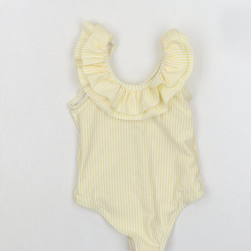 Marks and Spencer Girls Yellow Striped Polyester Babygrow One-Piece Size 9-12 Months - Swim Suit