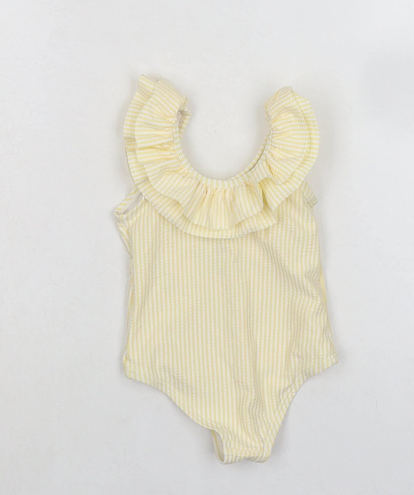 Marks and Spencer Girls Yellow Striped Polyester Babygrow One-Piece Size 9-12 Months - Swim Suit