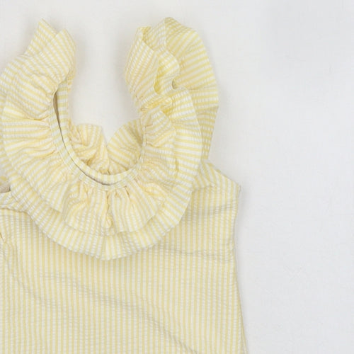 Marks and Spencer Girls Yellow Striped Polyester Babygrow One-Piece Size 9-12 Months - Swim Suit