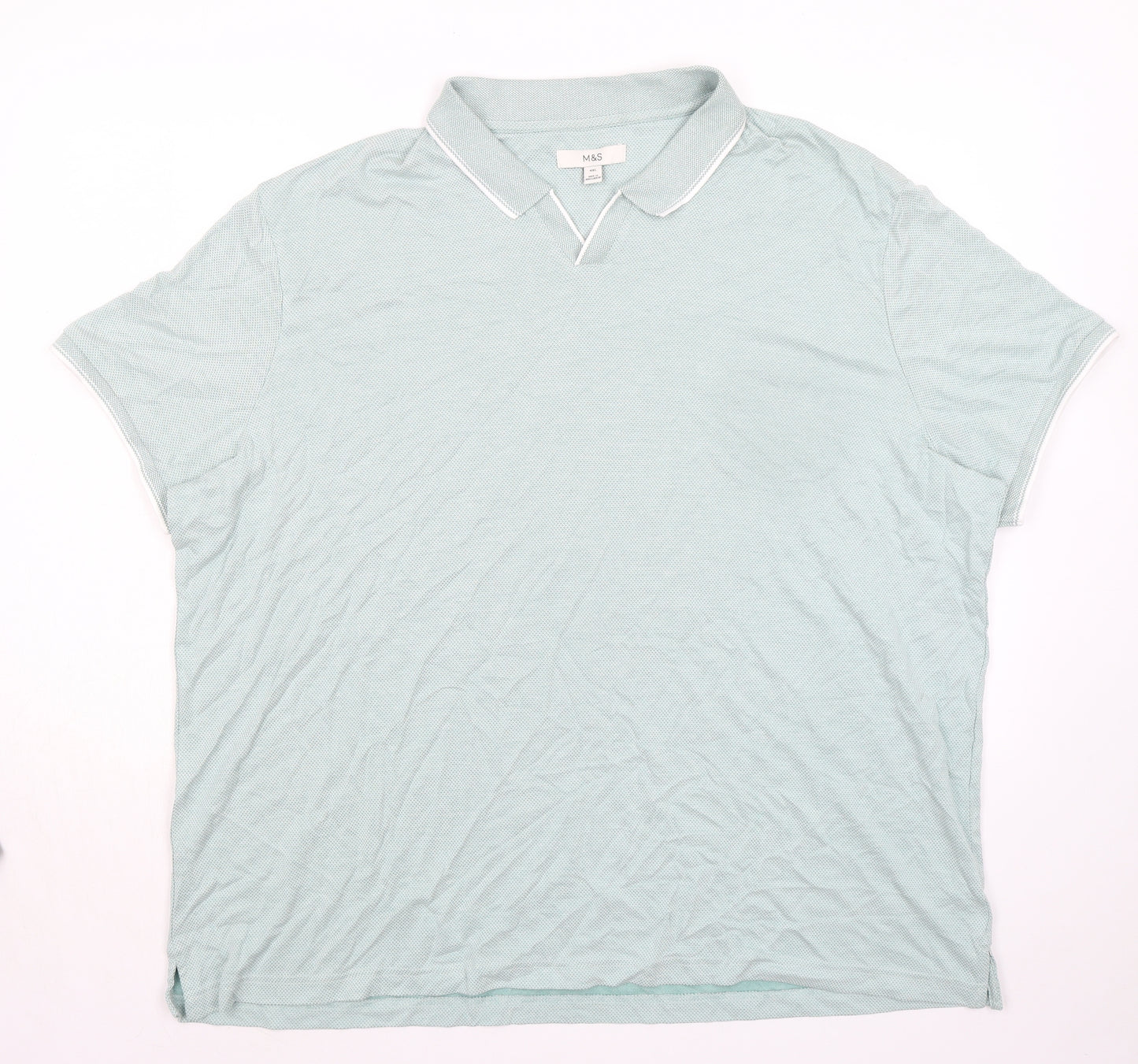 Marks and Spencer Mens Green Modal T-Shirt Size 4XL Collared