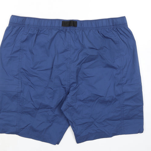 Marks and Spencer Mens Blue Cotton Cargo Shorts Size 44 in L8 in Regular Zip