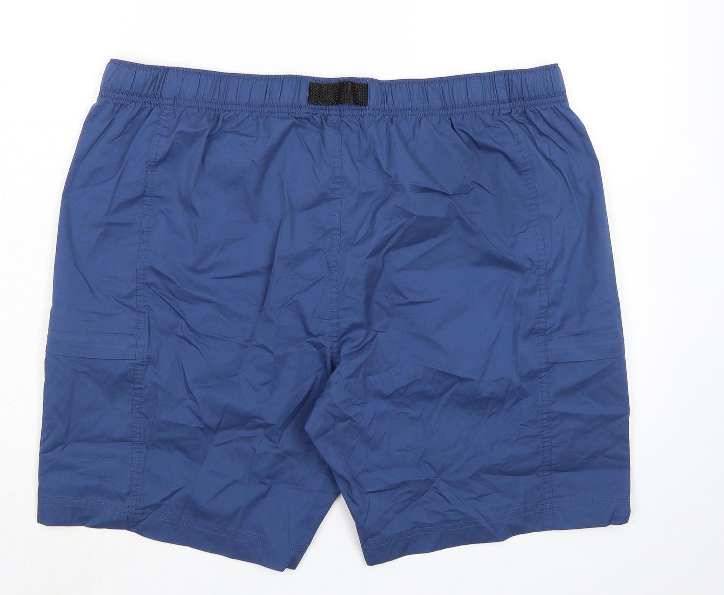 Marks and Spencer Mens Blue Cotton Cargo Shorts Size 44 in L8 in Regular Zip