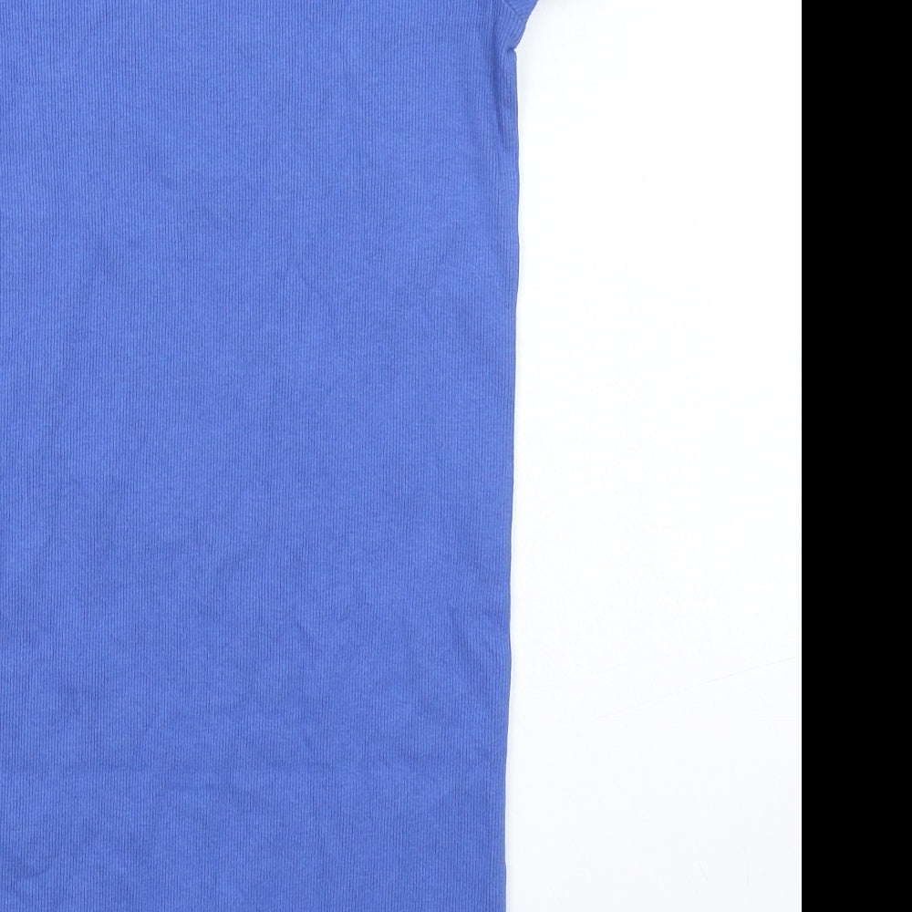 Marks and Spencer Girls Blue Cotton T-Shirt Dress Size 6-7 Years Crew Neck - Ribbed