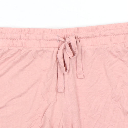 Marks and Spencer Womens Pink Solid Viscose Capri Pyjama Pants Size XS - Waist 26in Inside Leg 4in