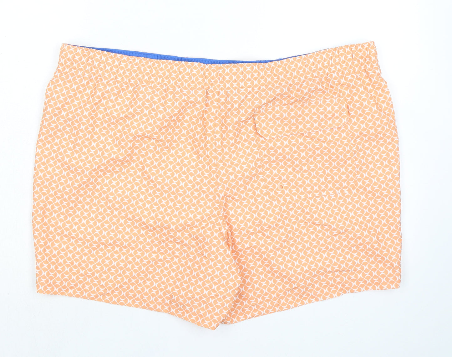 Marks and Spencer Mens Orange Geometric Polyester Bermuda Shorts Size 3XL Regular Drawstring - Inside Leg 5in